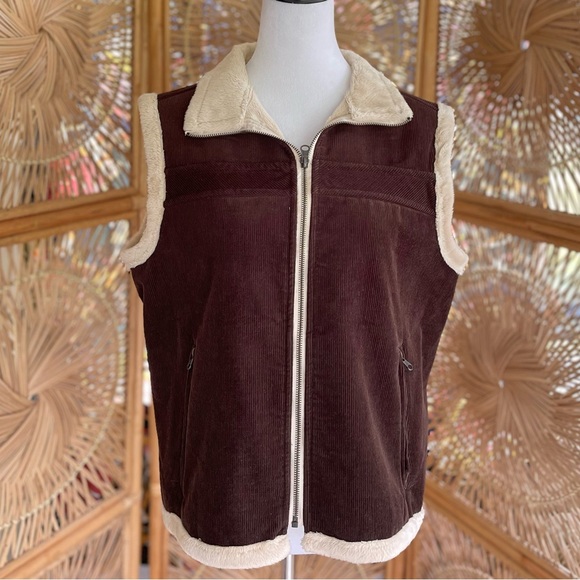 Canyon Creek Jackets & Blazers - Vintage Canyon Creek Women Corduroy Brown Beige Large Vest Western Full Zip